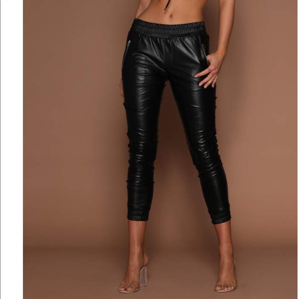 Faux Leather Joggers